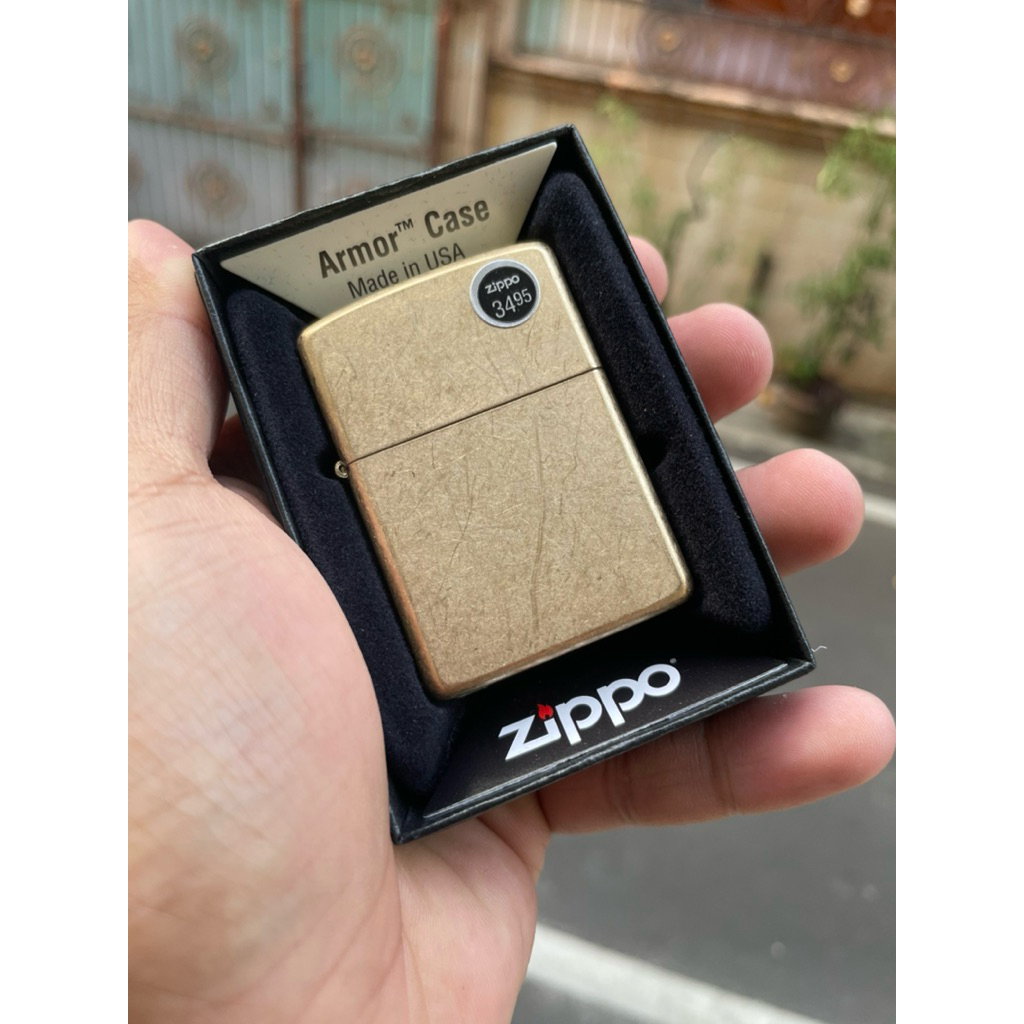 Zippo 28496 Armor Tumbled Brass Original Made In USA