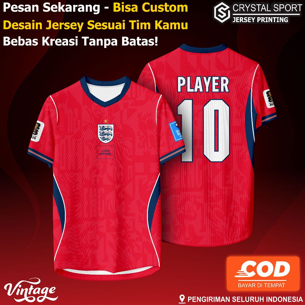 Jersey Bola Olahraga World Cup England Away 2026 Piala Dunia Inggris Printing Full Patch Bisa Custom