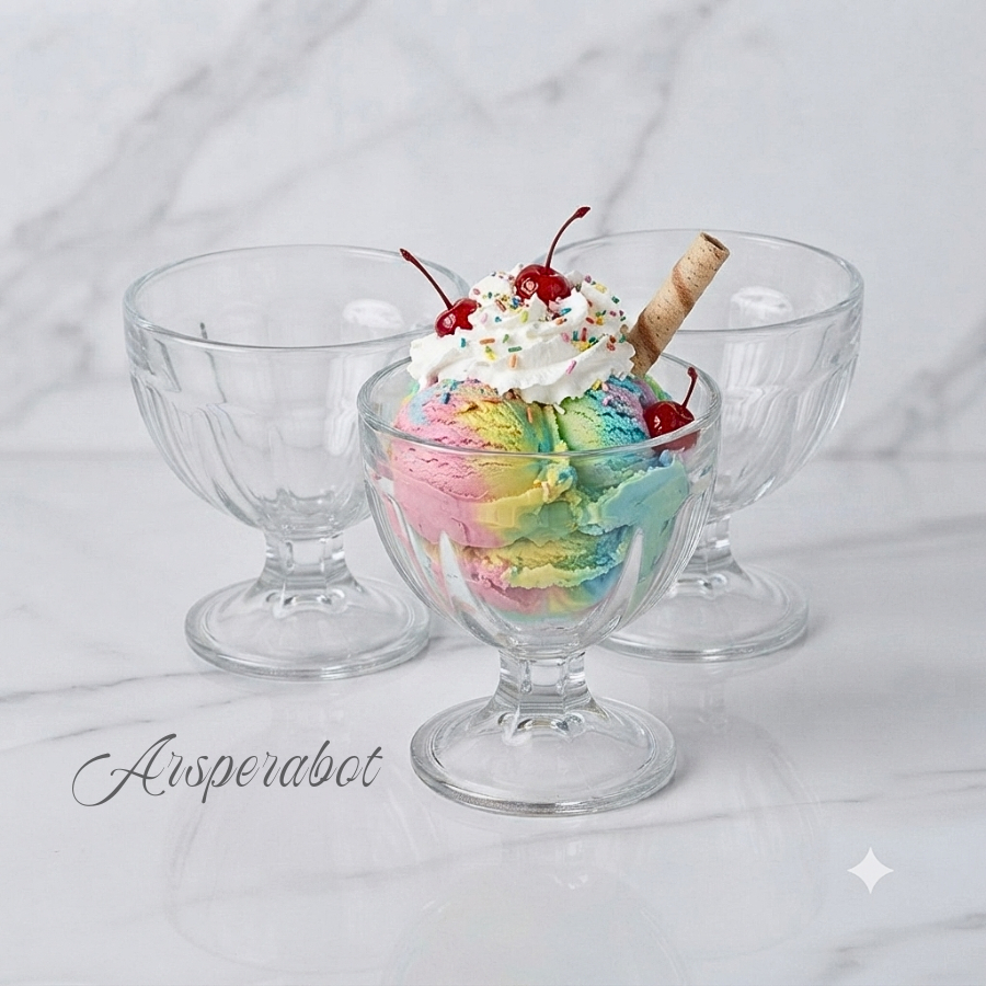 Glass Ice Cream Bowl Mangkok Kaca Dessert Gelas Es Campur Mangkuk Pudding Buah