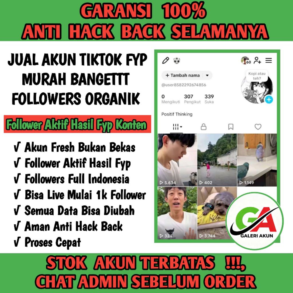 Jual Akun TikTok FYP Murah, Followers Organik, Aktif, Aman Anti Hack Back, Full Indonesia
