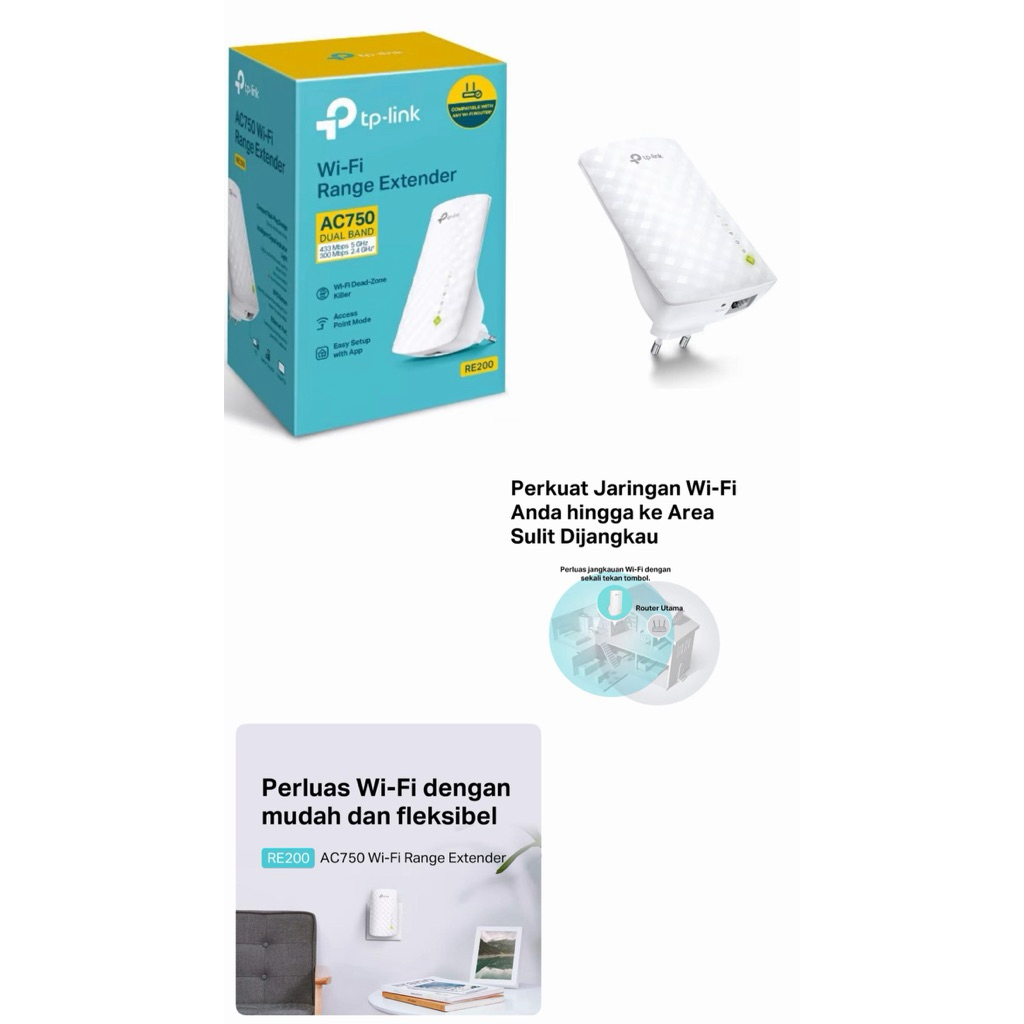 Preloved Tp-Link RE200 AC750 Wi-Fi Range Extender Repeter