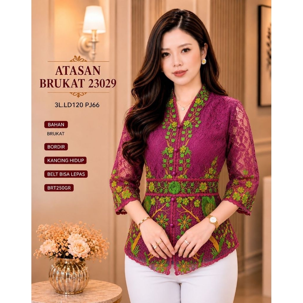 KEMEJA BLUS ATASAN BRUKAT BANGKOK 23029 ATASAN BRUKAT 92737 PUTIH ATASAN BRUKAT 40818 PUTIH