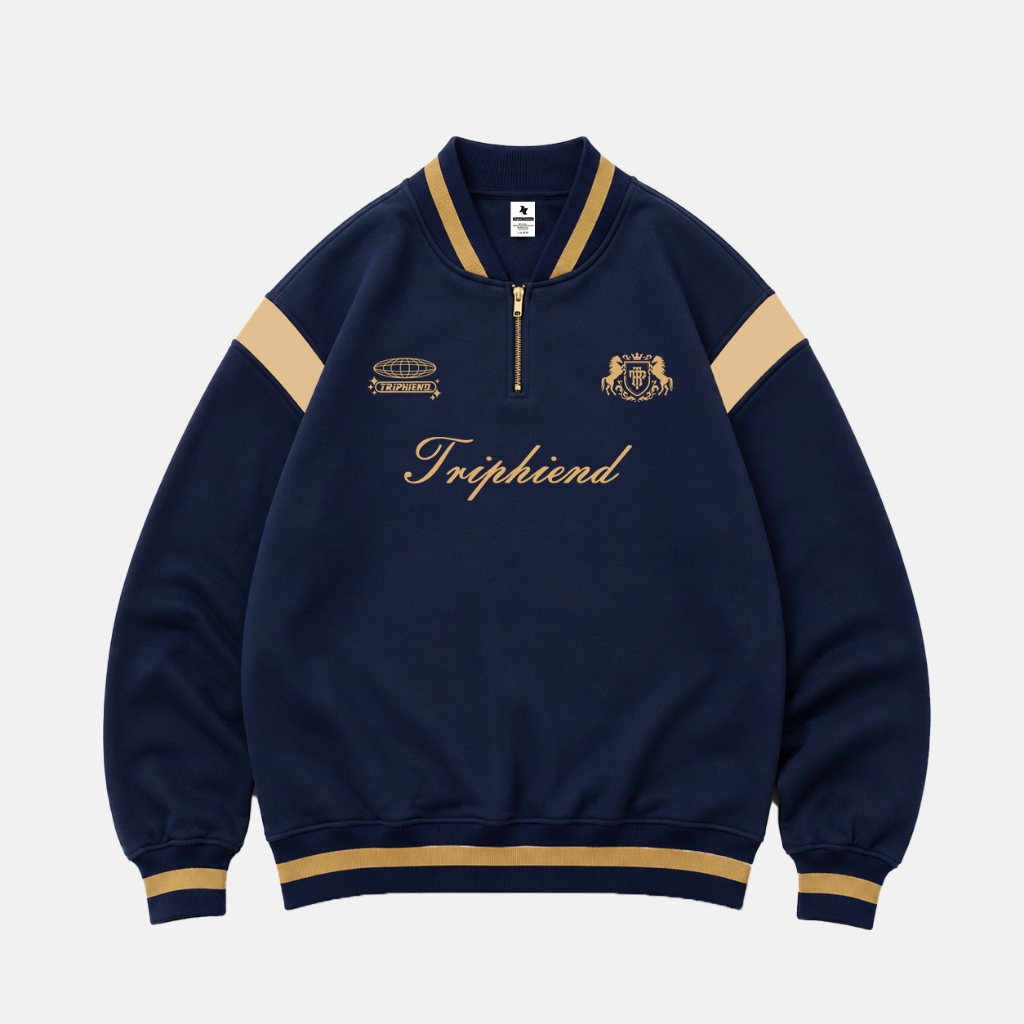 Sweater Rugby Vintage Halfzip BASEBALL Sweater Pria Wanita BISBOL Premium Distro TRIPHIEND