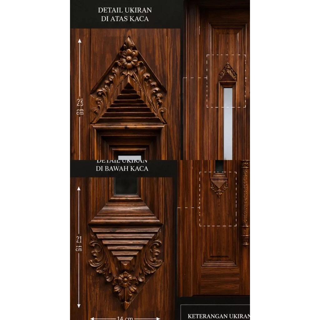 Ukiran tempel pintu kayu jati.