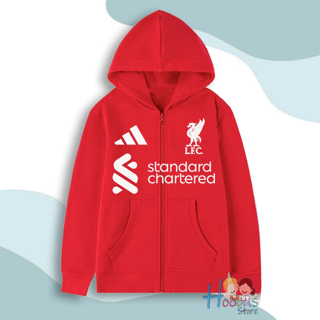 Jaket Zipper anak Team Bola Liverpool Championship - Jaket Sweater Resleting Liverpool