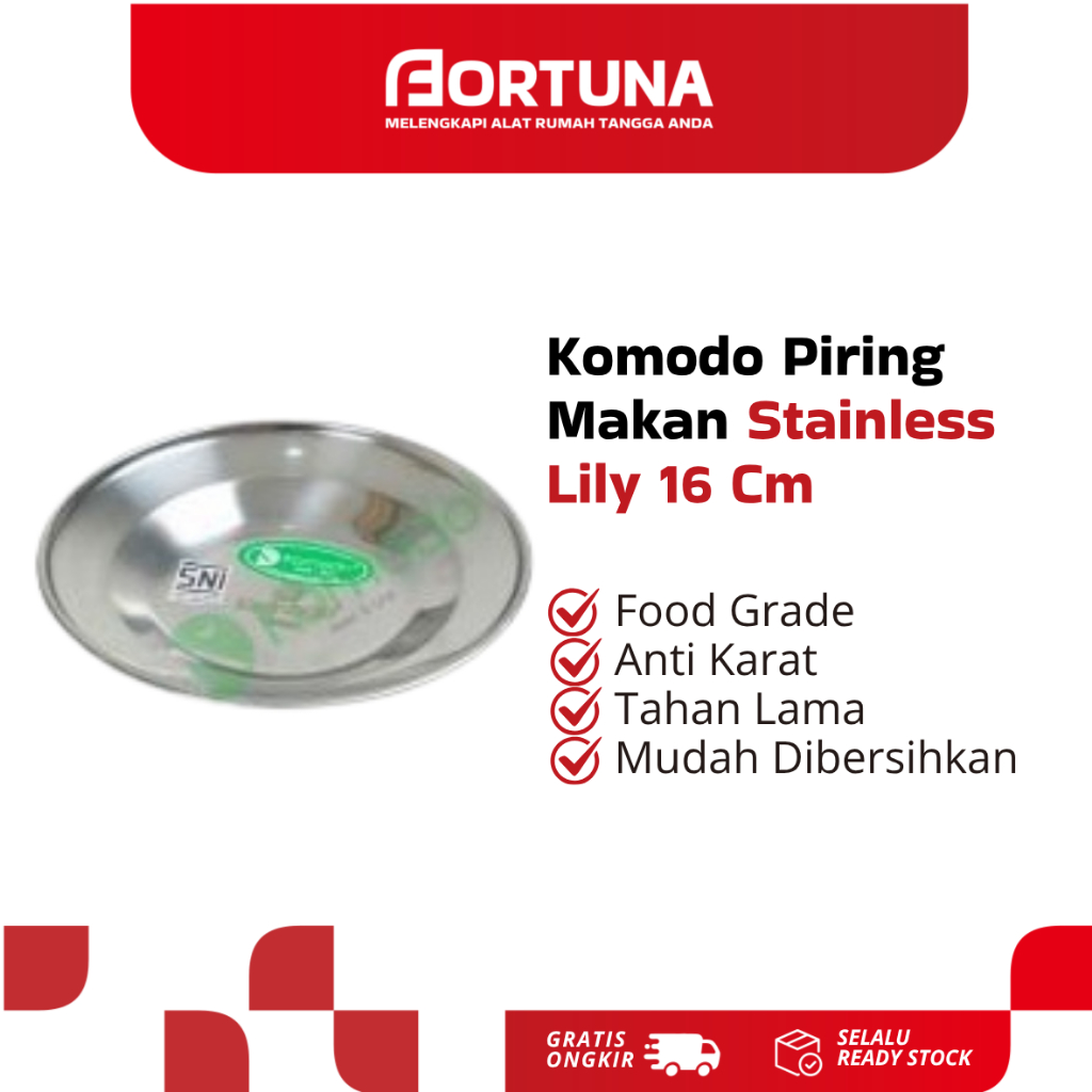 Komodo Piring Makan Stainless Lily 16 Cm