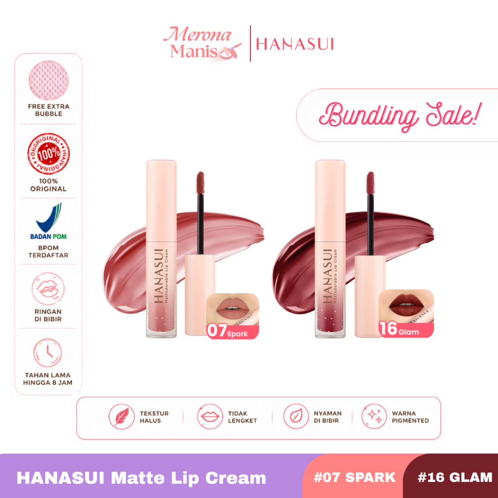 [BUNDLING] - Hanasui Matte Lip Cream #07 & #16 - Hanasui Lip Cream - Hanasui Lip Matte - Hanasui Lip