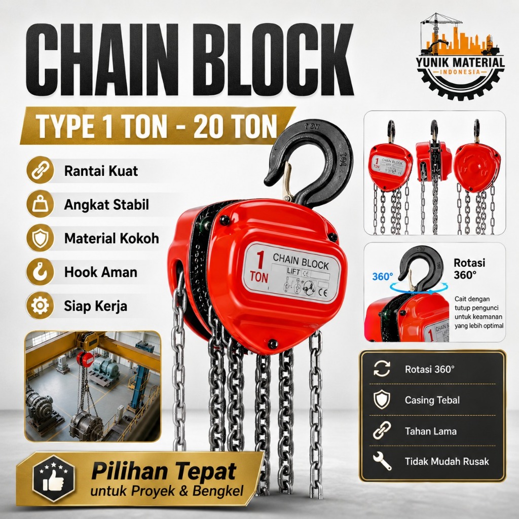Chain Block | Chain Hoist Katrol Kerekan Manual 1Ton - 20Ton
