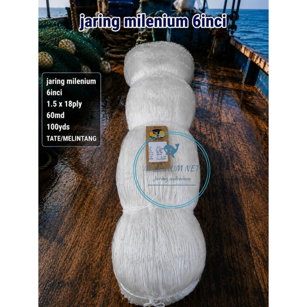 jaring milenium/jaring ply/jaring pintal /6inci 18ply 60md 100yds tate