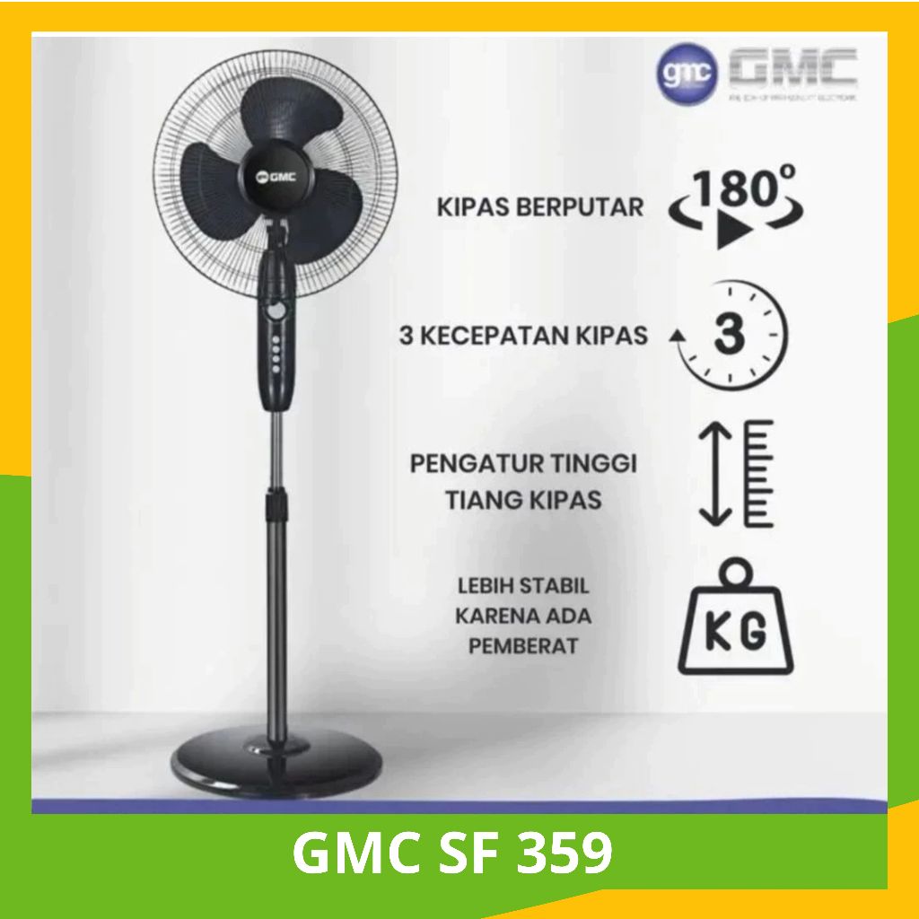 Kipas Angin GMC Premium Original BM - 359 Stand Fan GMC 359 16 inchi