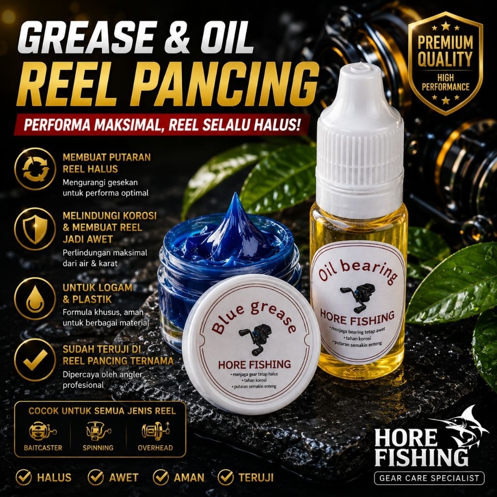 pelumas reel pancing grease dan oil bearing