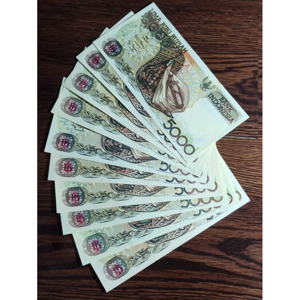 SET Tahun berurut an 10 lembar 5000 Rupiah Sasando 1992 - 2001