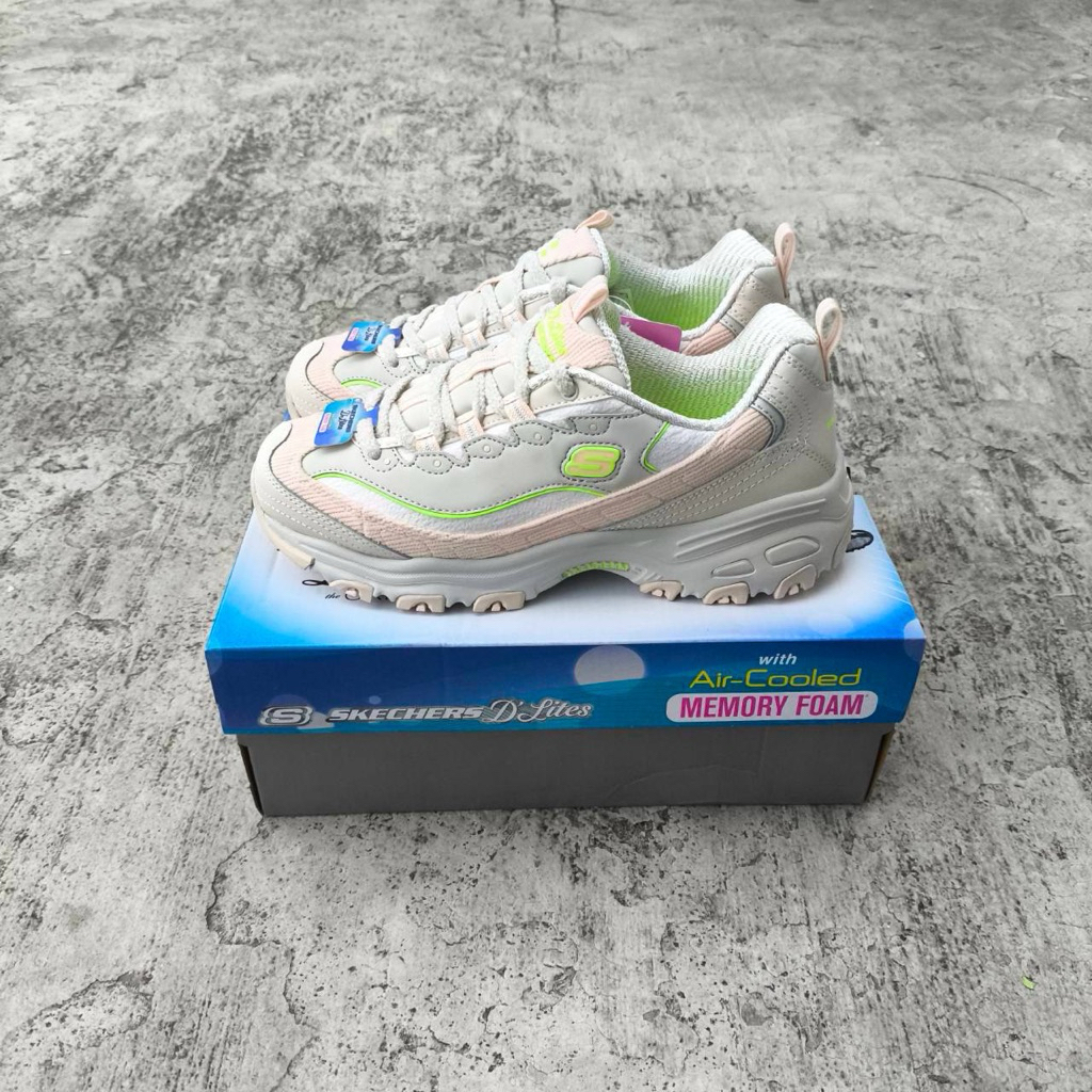 [S] Sepatu Skechers D'Lites "Natural/Multicolor"
