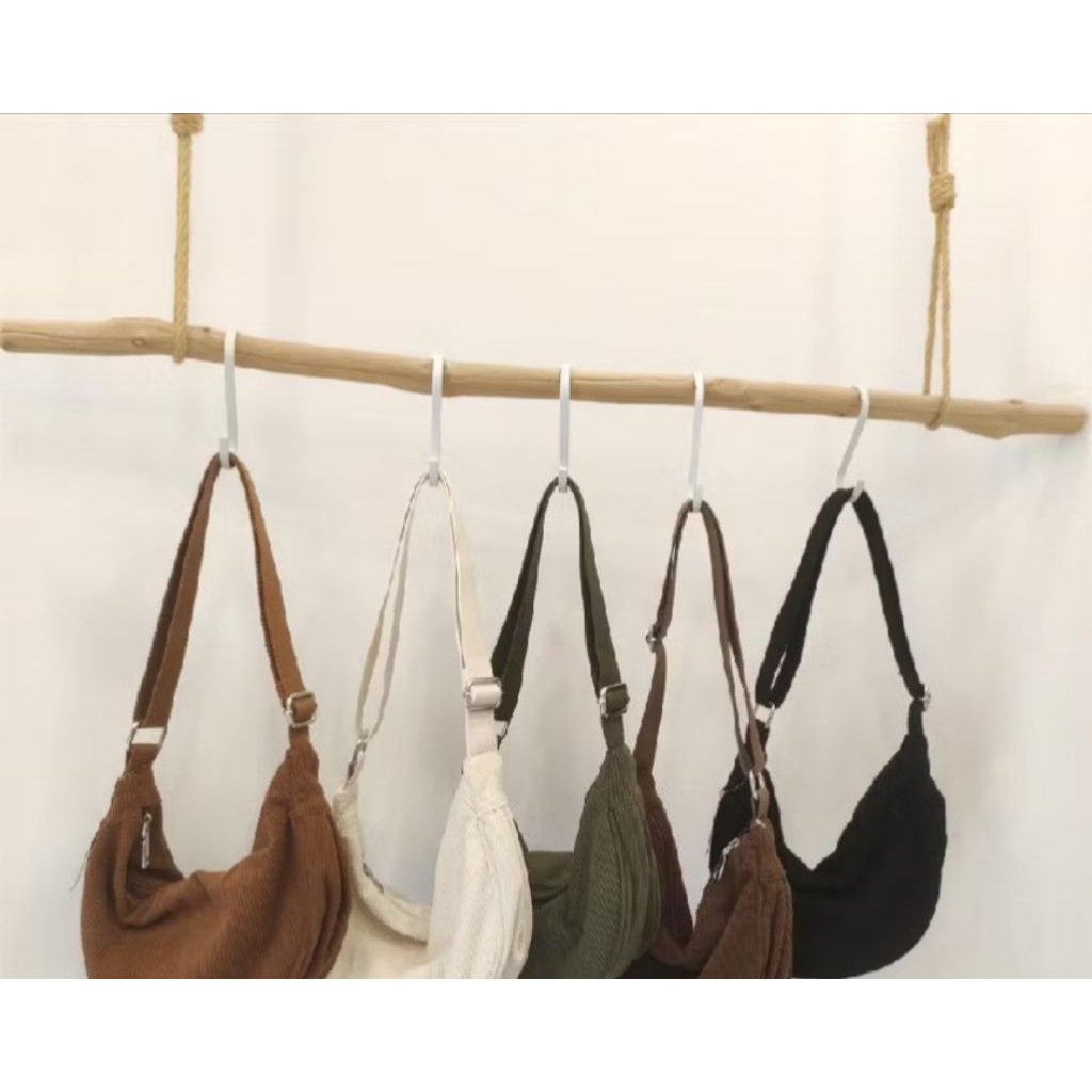 Tas Selempang Wanita Uniqlo Halfmoon Corduroy - Desain Elegan, Bahan Tebal, Warna Menarik