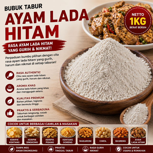 Bubuk Tabur Aneka Rasa Kiloan Bumbu Tabur Ayam Lada Hitam 1Kg Bubuk Masak Instan Rasa Ayam Lada Hita