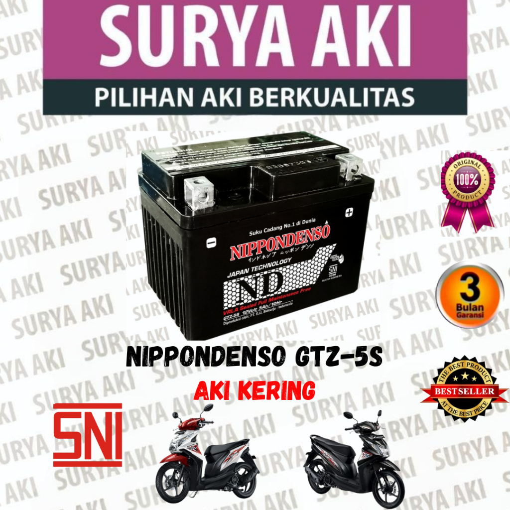 NIPPONDENSO GTZ-5S Aki Kering Motor BEAT MIO SCOOPY VARIO 110 SUPRA X 125