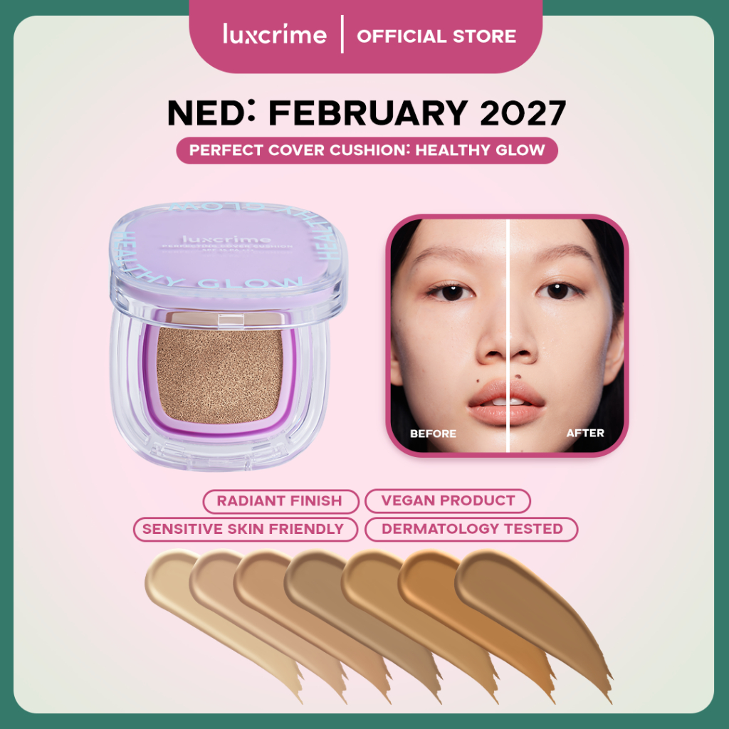 [NED FEBRUARY 2027] - Luxcrime Perfecting Cover Cushion - Healthy Glow SPF 35 PA +++ (FULL/REFILL)