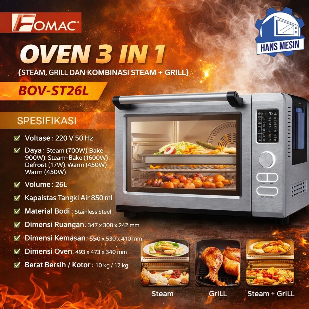 FOMAC OVEN UAP MULTIFUNGSI / MULTI FUNCTIONAL STEAM OVEN (FOMAC) BOV-ST26L