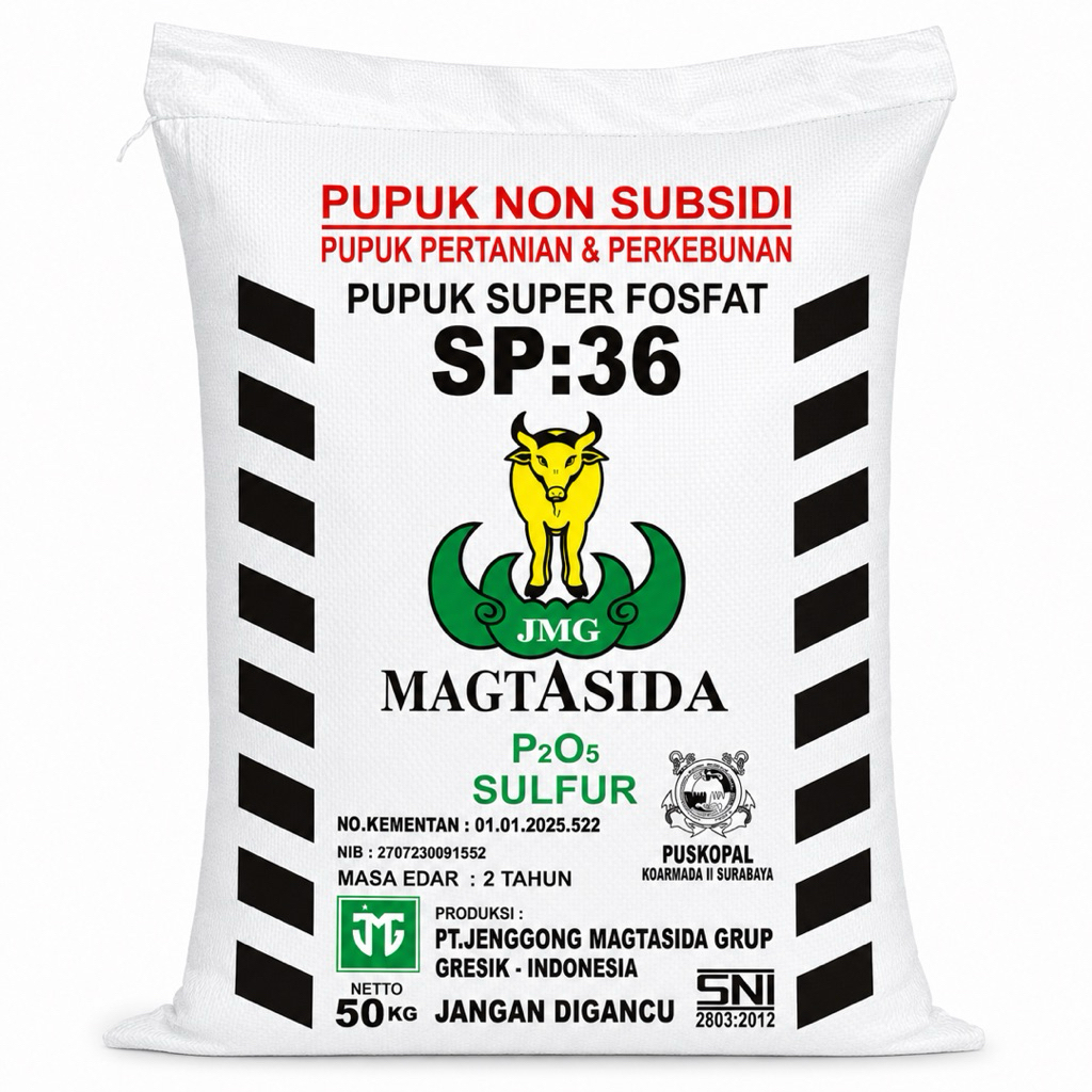 Pupuk Non Subsidi Sp-36 Jenggong Magtasida Abu-abu Kemasan Karung Sak 50kg