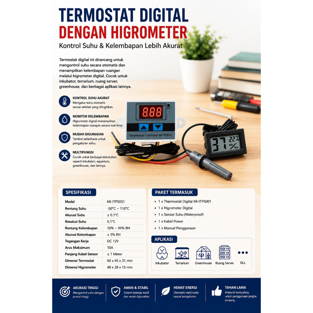 Paket Termostat Digital XH Dan Termometer Higrometer Digital mesin tetas telur full otomatis / penet