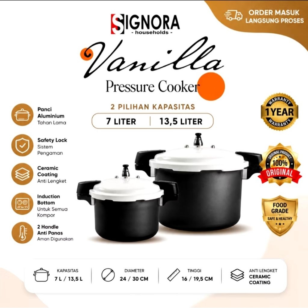 Presto Kompor Signora/Vanilla Pressure Cooker/Presto Kompor/Presto Signora 7liter