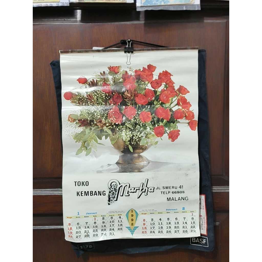 KOLEKSI KALENDER LAMA KALENDER JADUL KALENDER TAHUN 1992 TOKO KEMBANG MARTHA MALANG
