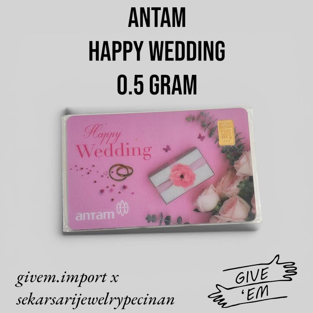 0.5 Gram Antam Gift Happy Wedding Series Hadiah Kado Pernikahan LM Logam Mulia Emas Batang Batangan