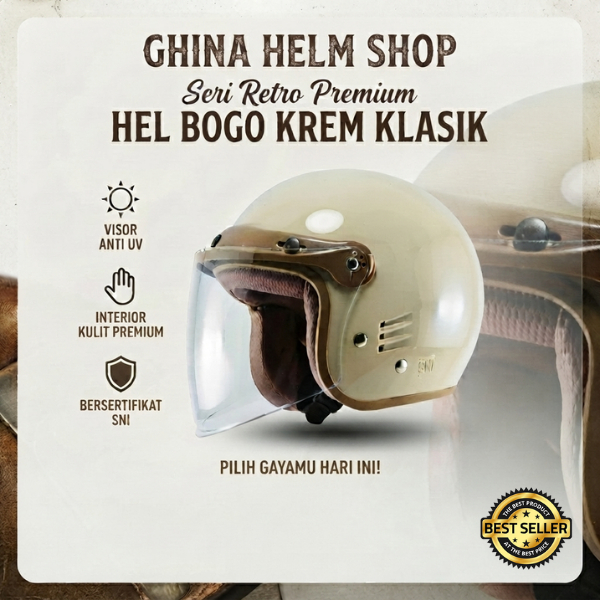 Helm Wanita Hijab Bogo Premium BIP PLAST V2 - Helm Bogo Klasik Wanita SNI Premium