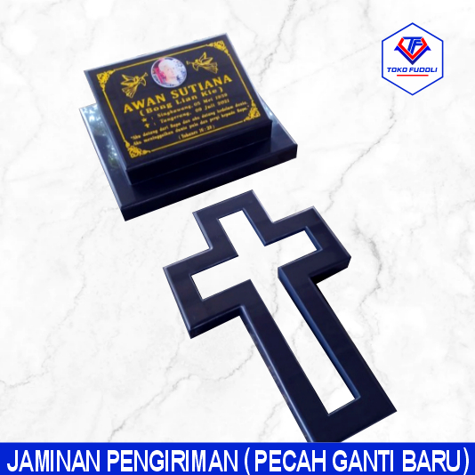 Batu Nisan Kristen dan Salib bahan granito atau keramik