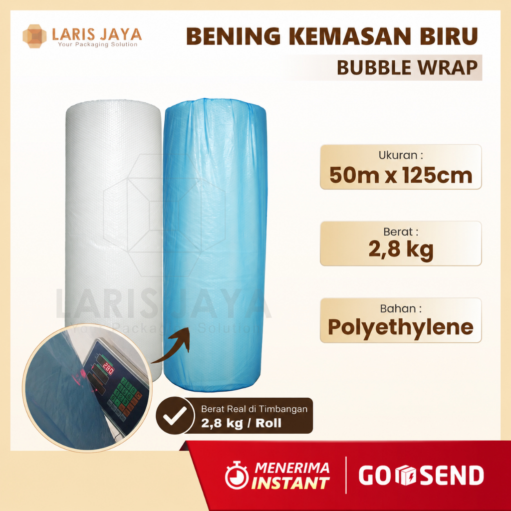 Bubble Wrap Roll Putih Susu 125cm x 50m Semarang Tebal