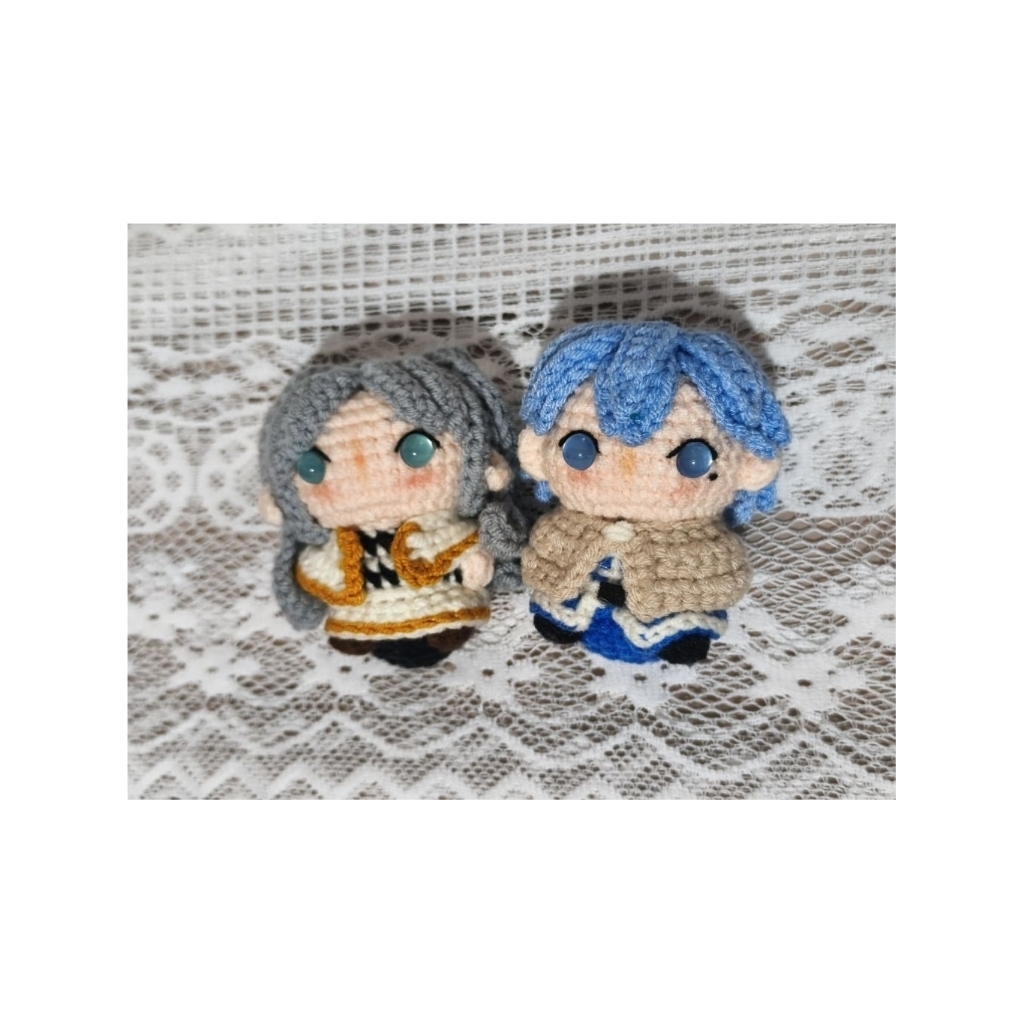 Keychain rajut Frieren & Himmel / Bagcharm Rajut Frieren dan Himmel