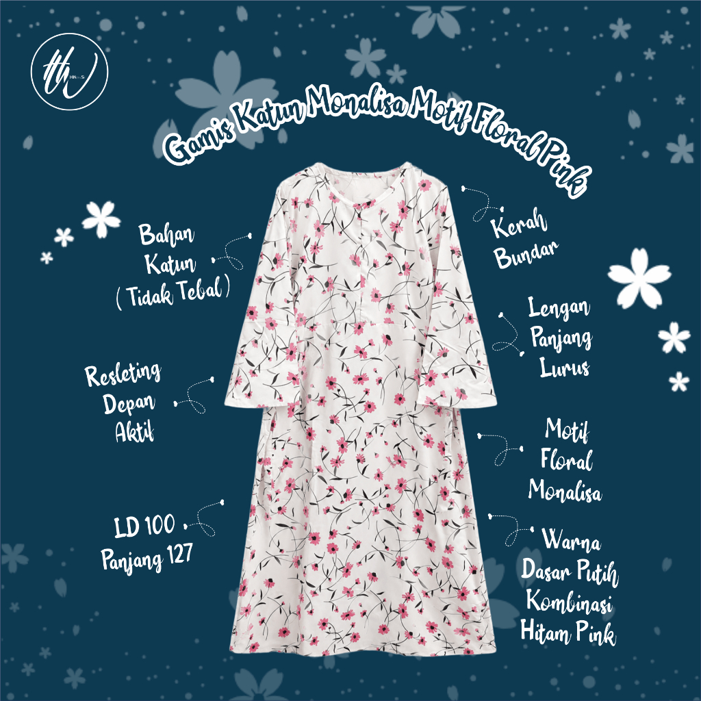 Gamis Floral Preloved | Dress Muslim Wanita Motif Bunga Resleting Depan Lengan Panjang