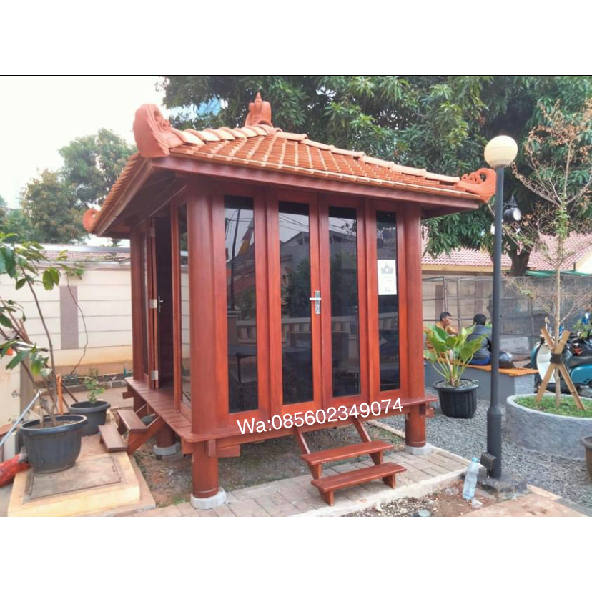 GAZEBO MUSHOLA KAYU JATI MINIMALIS | SAUNG GAZEBO MUSHOLA TAMAN MINIMALIS JEPARA