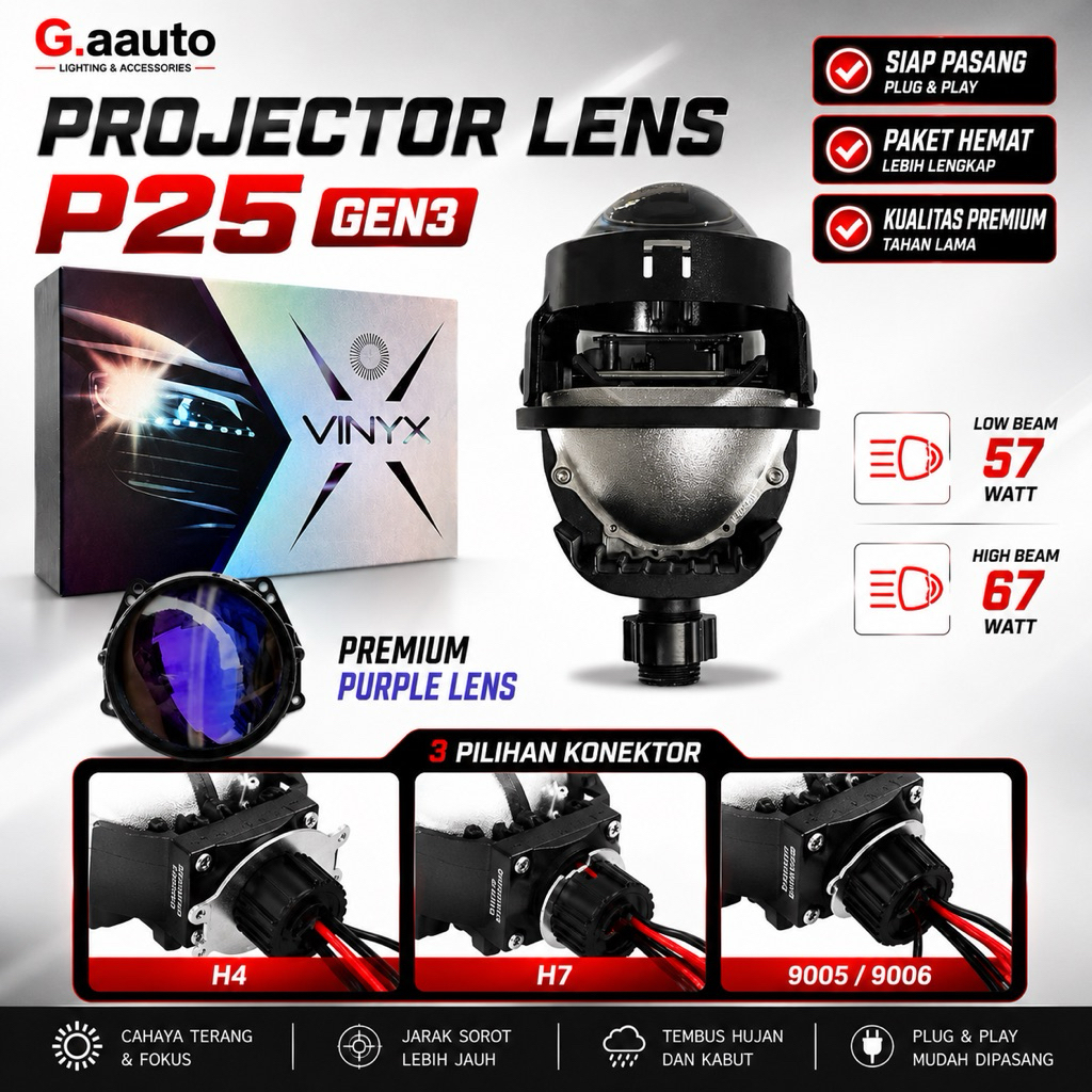 VINYX P25 Gen 3 Lampu LED Projector Projie BiLED 2.5 Inch Mobil Motor Vinyx P25 - Vinyx P25