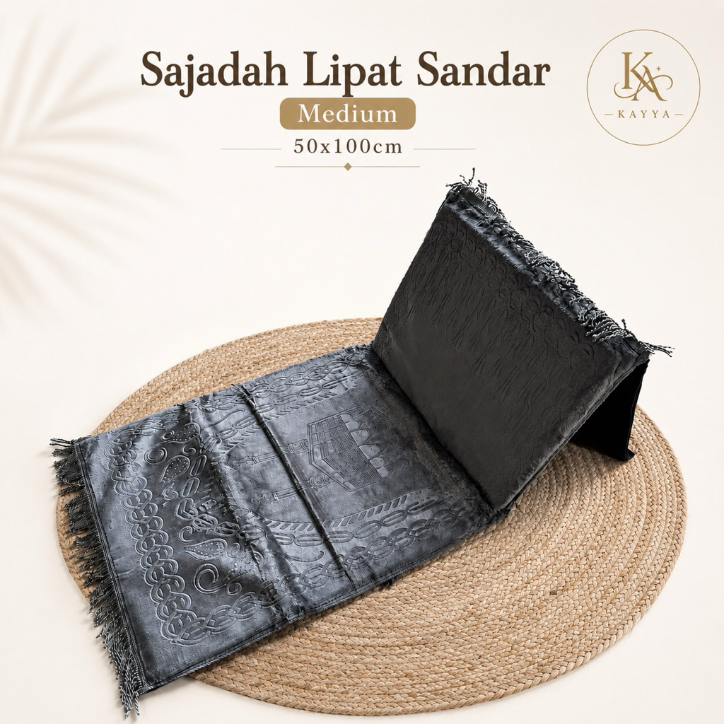 Sajadah Sandar Premium Embos Empuk 50x100 cm | Sandaran Lipat Praktis Elegant