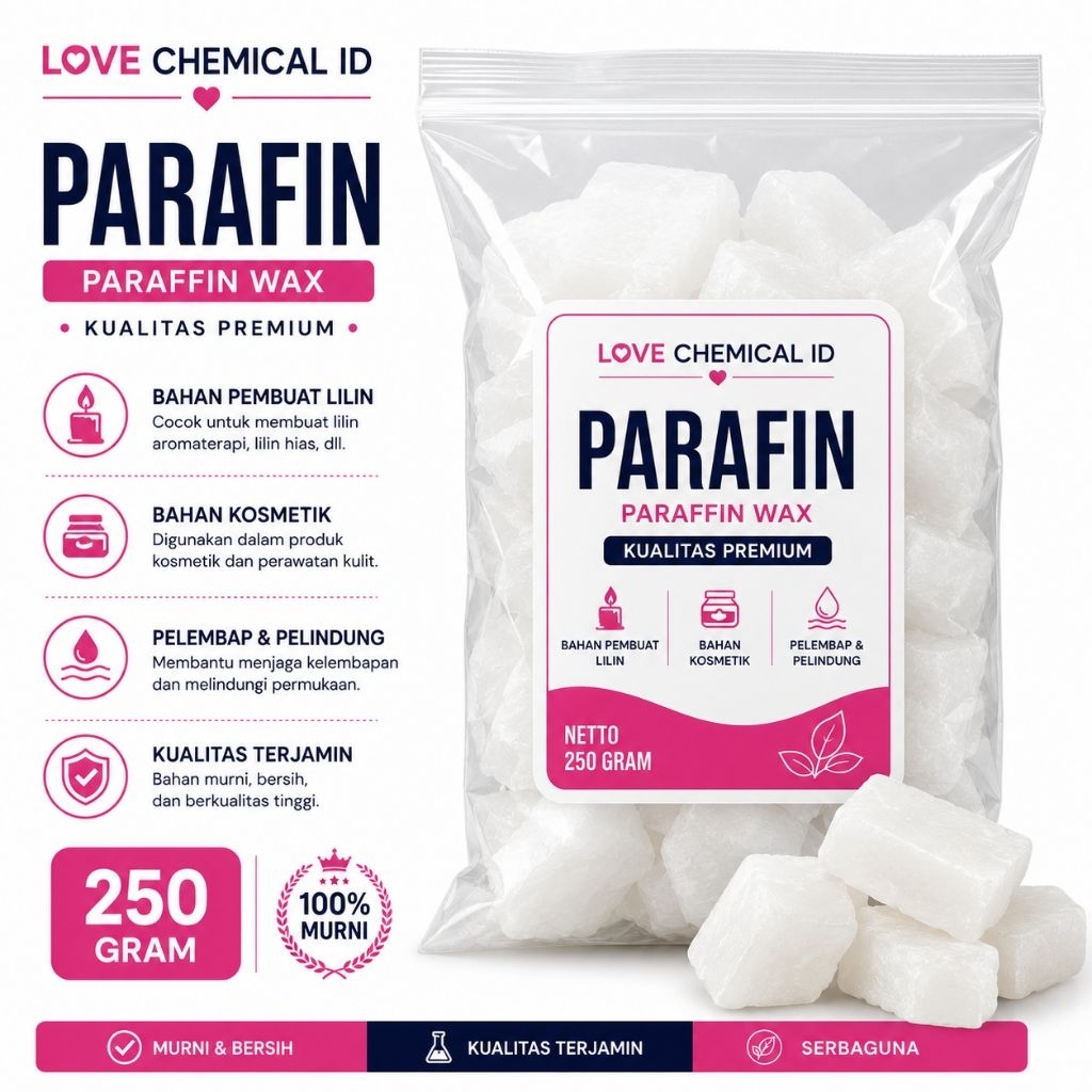 Parafin Wax Putih 250 Gram Love Chemical ID, Kualitas Premium, Murni, Serbaguna