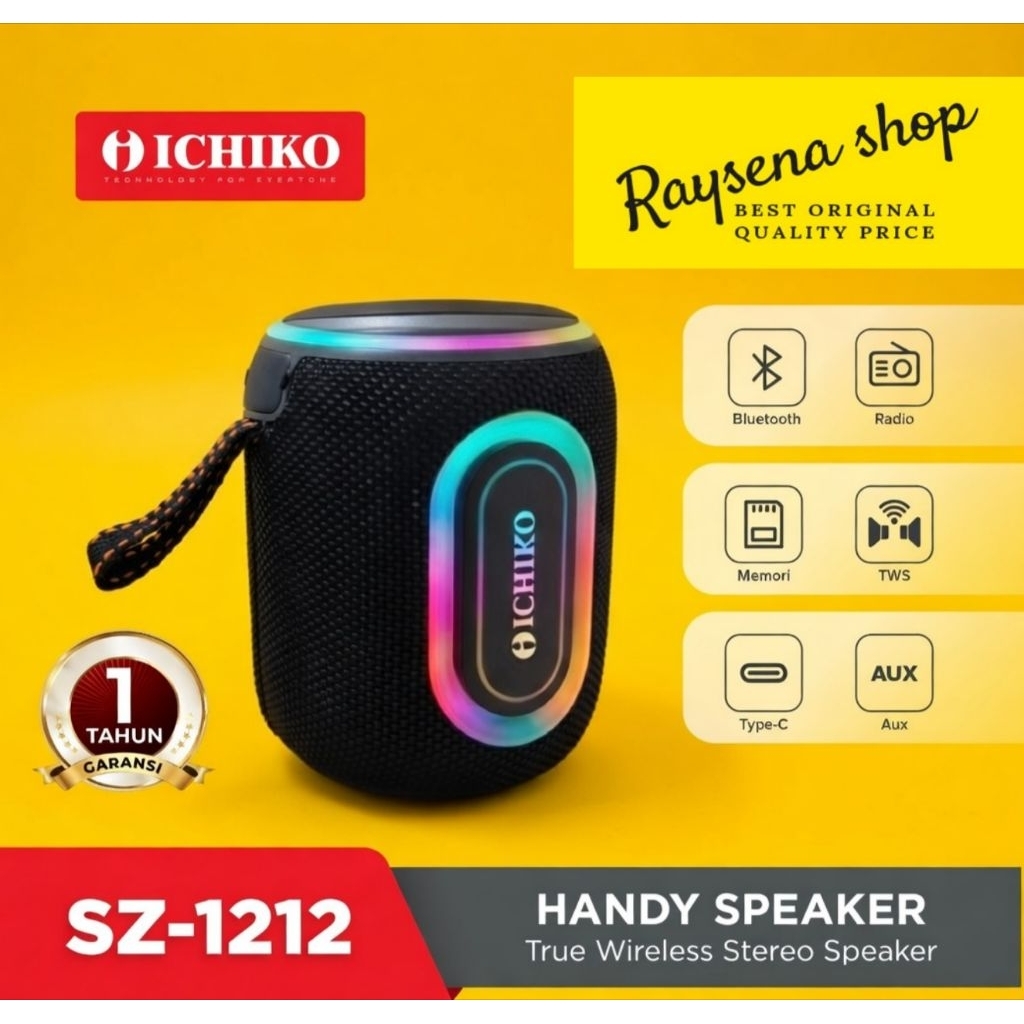 ICHIKO - BLUETOOTH SPEAKER PORTABEL 10W SZ-1212 BLACK - BLACK ICHIKO SZ 1212