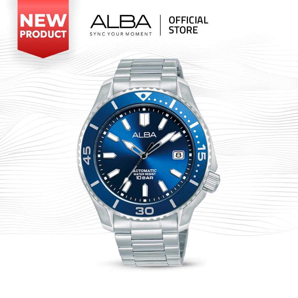 [NEW ARRIVAL] Alba Mechanical Jam Tangan Pria AU4089 / AU4089X1 Automatic Blue Dial Stainless Steel 