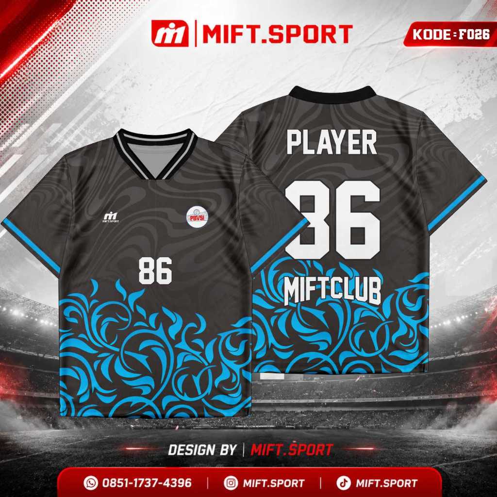 JERSEY FUTSAL FULL PRINTING CUSTOM NAMA DAN NOMOR PUNGGUNG MOTIF HITAM MURAH KEREN