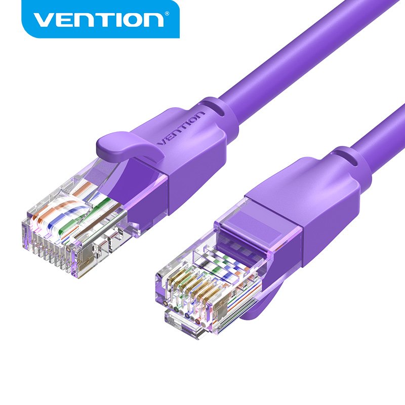 VENTION Kabel LAN Cat6 UTP Ethernet RJ45 Internet Network Cable 1-2 Meter Warna Ungu dan Kuning