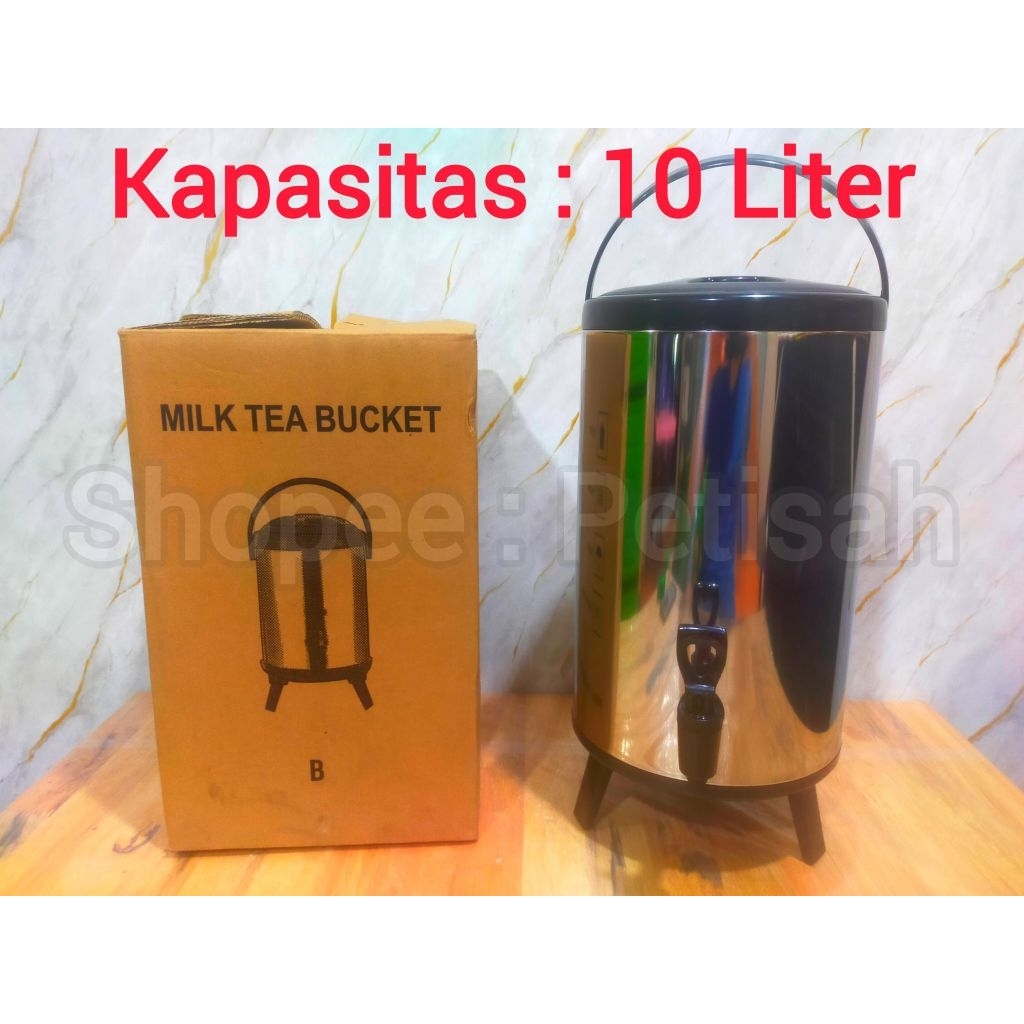 Water Jug Stainless Steel 10Liter / Milk Bucket Stainless Steel 10L / Termos Air Panas 10Liter Kran 