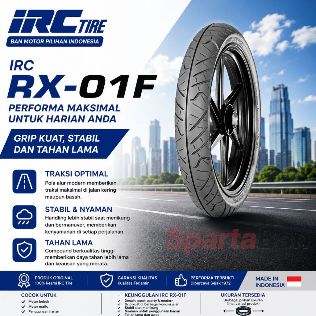 IRC RX-01F 100/80-17 Ban Motor Tubeless Original IRC RX-01 100/80-17, IRC RX01F 100/80-17, IRC RX01 