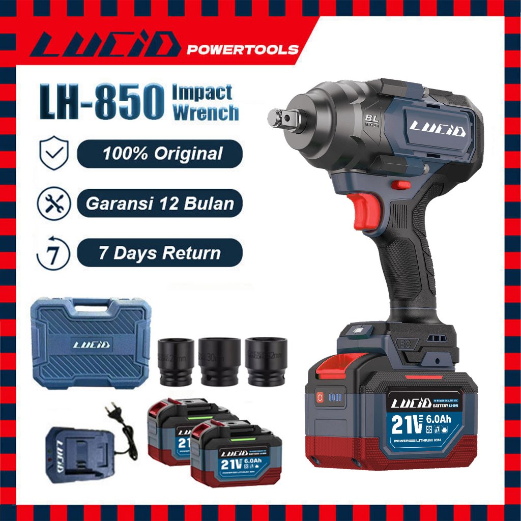 LUCID LH850 GEN3 1/2ANVIL 1500N.M Heavy Duty Cordless Impact Wrench 21V 6.0AH REAL Battery UPGRADE L