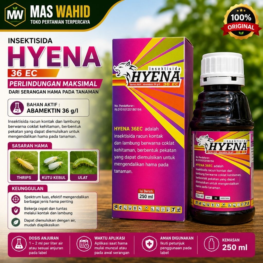 INSEKTISIDA HYENA 36 EC 250 ML ABAMEKTIN AMPUH ATASI THRIPS KEBAL