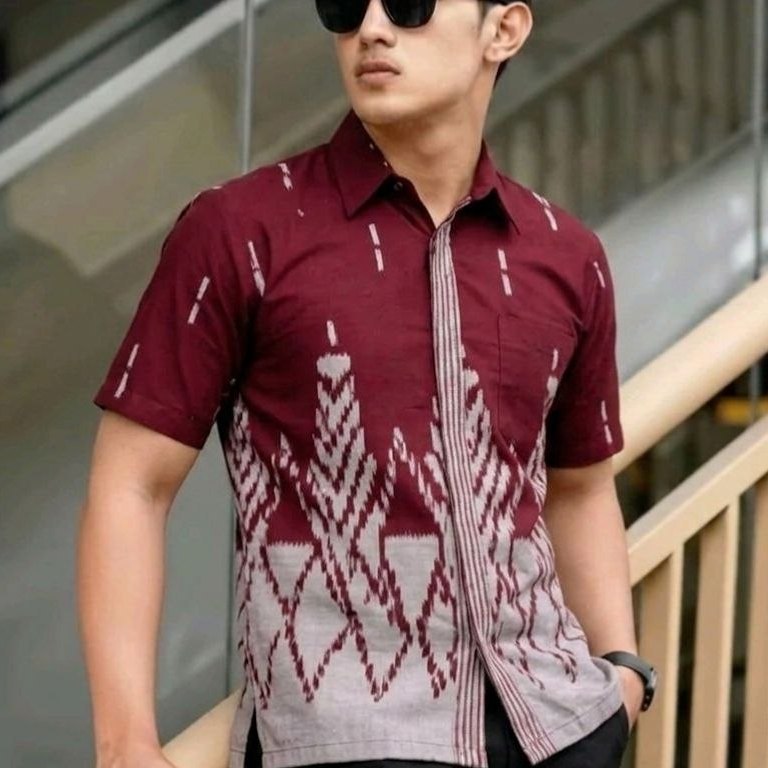 Hem Batik Pria Lengan Pendek Motif Simple Elegan | Kemeja Batik Pria Nyaman Dipakai