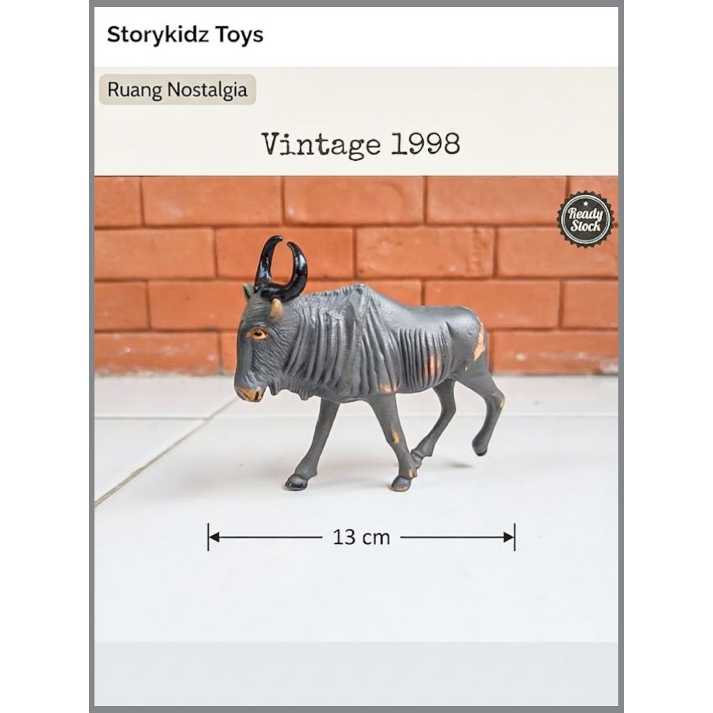 Mainan Hewan Vintage 1998 Wildebeest Figure Banteng Afrika Langka Rare Item Koleksi Binatang