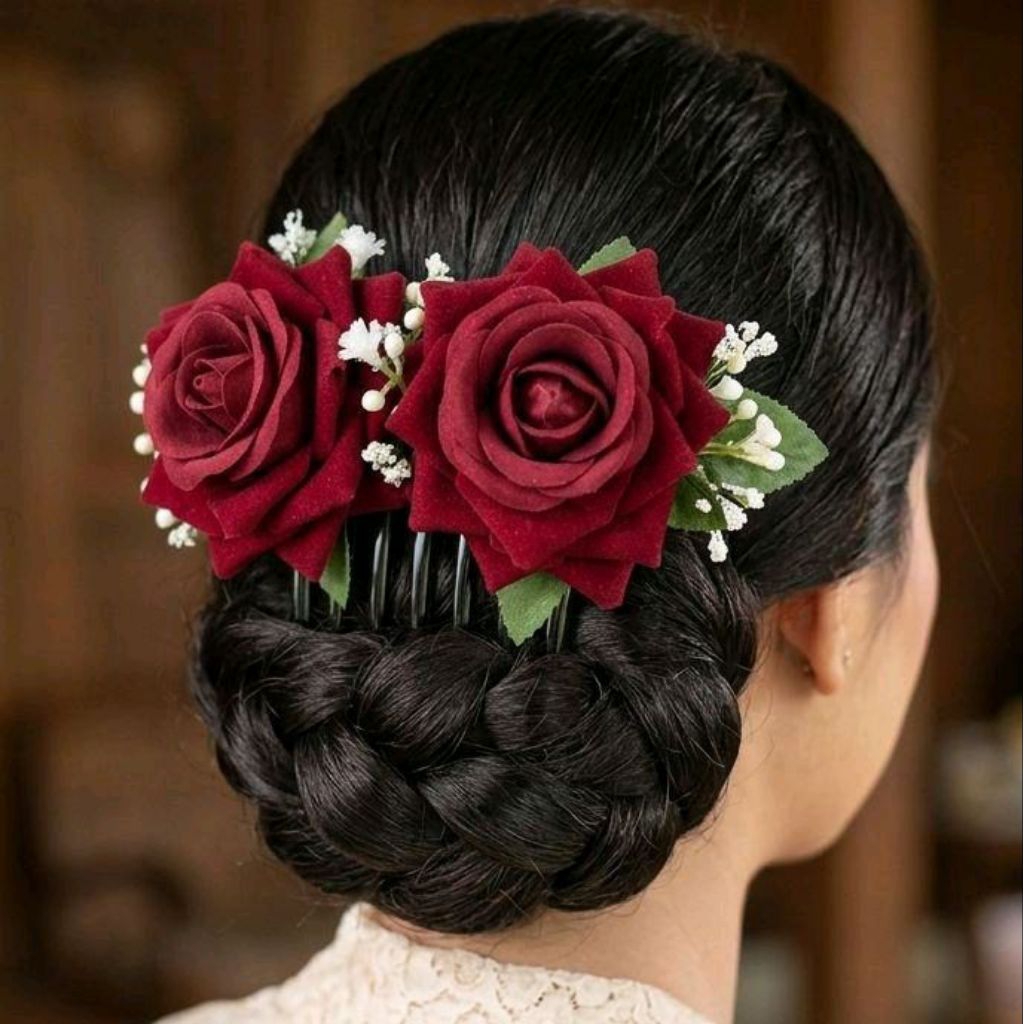 Hiasan sanggul sirkam rambut bunga mawar