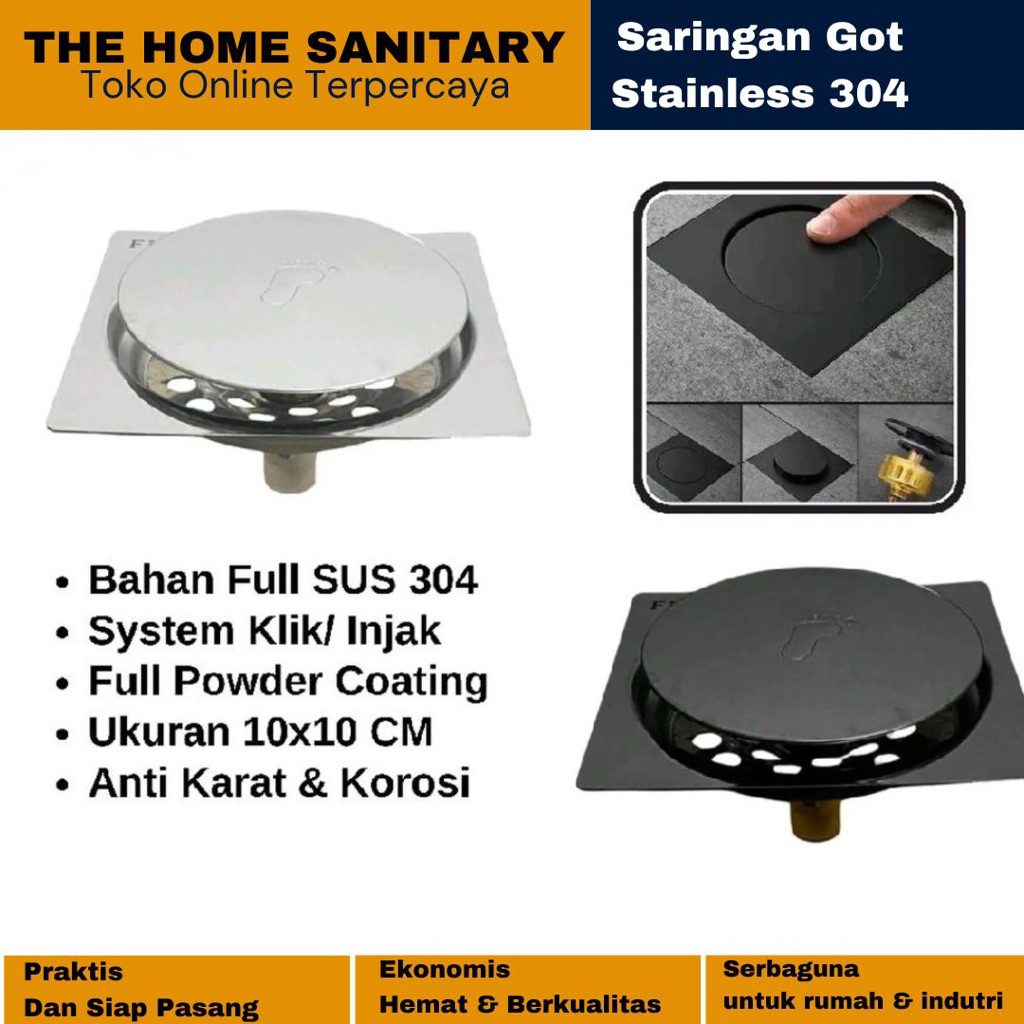 Floor Drain Injak Black Saringan Got Pencet Drainer Tekan