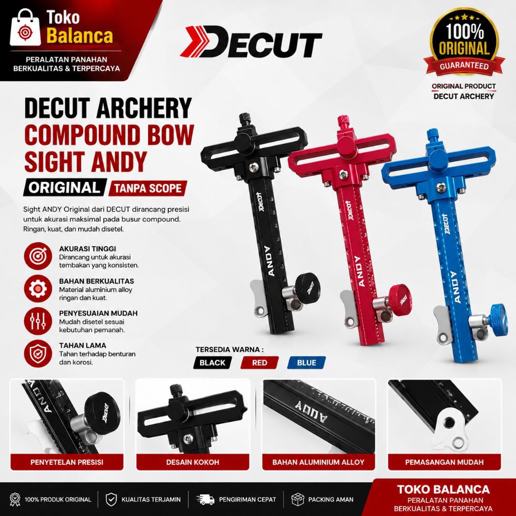 DECUT Archery Compound Bow Sight ANDY Original- TANPA SCOPE