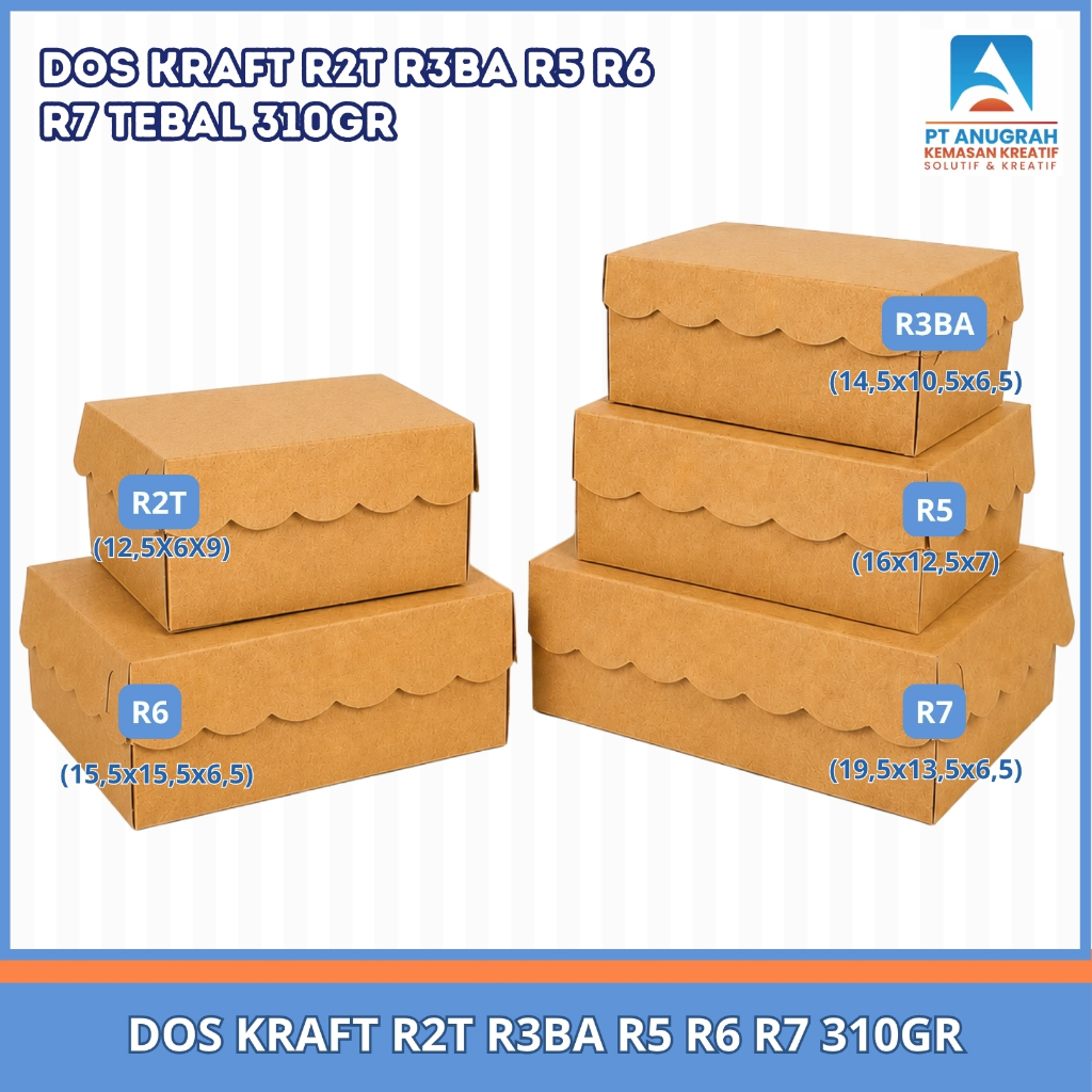 Dus Kraft Kotak Kue Jajan Roti R2 R3BA R5 R6 R7 / Dos Kemasan Makanan Kraft Coklat Polos